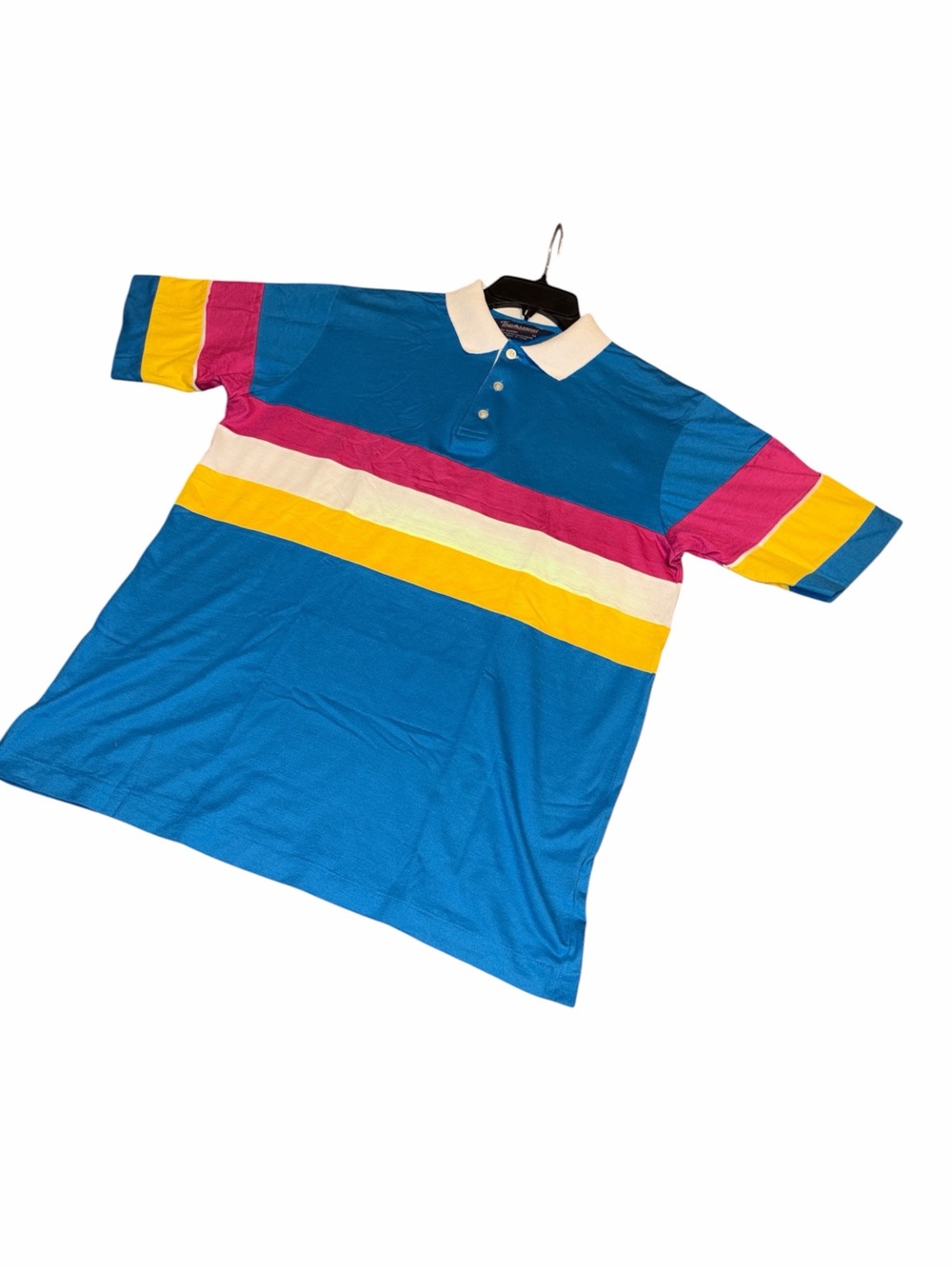 Arrow Blue Polo with Pink, Yellow and White Accents